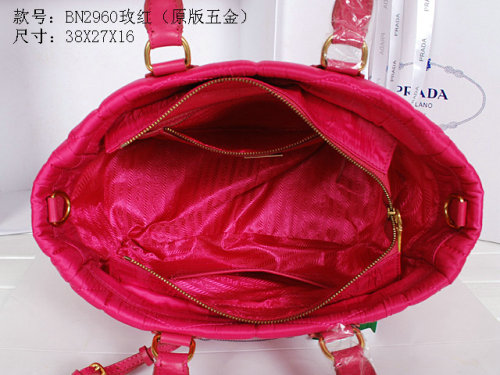 2014 Prada wrinkle nylon fabric tote bag BN2960 rosered for sale - Click Image to Close